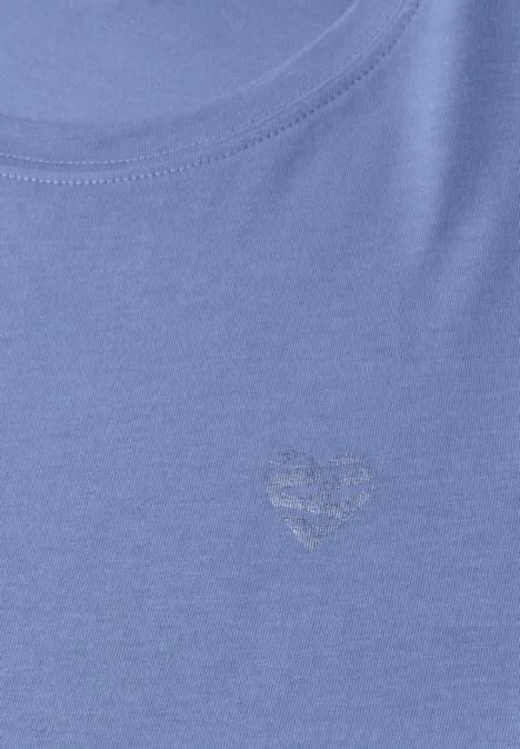 T-Shirt mit Rundhals und Herzdetail drift blue