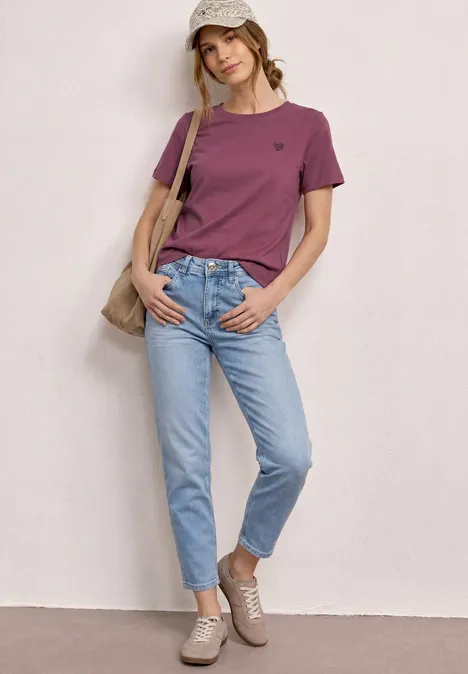 T-Shirt mit Rundhals und Herzdetail dark clouded blush T-Shirt mit Rundhals und Herzdetail dark clouded blush