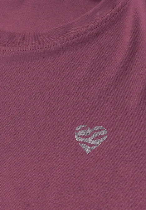 T-Shirt mit Rundhals und Herzdetail dark clouded blush T-Shirt mit Rundhals und Herzdetail dark clouded blush