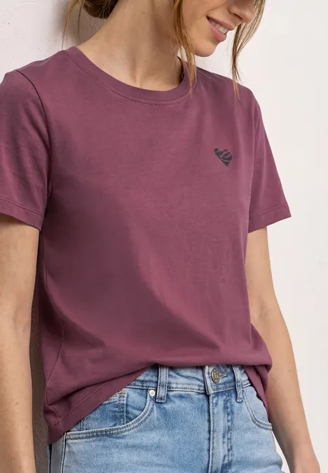 T-Shirt mit Rundhals und Herzdetail dark clouded blush T-Shirt mit Rundhals und Herzdetail dark clouded blush