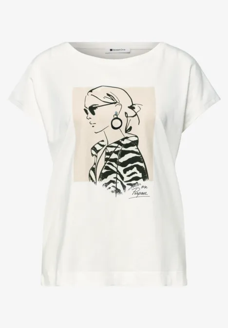 Dropped Shoulder Shirt mit Print off white