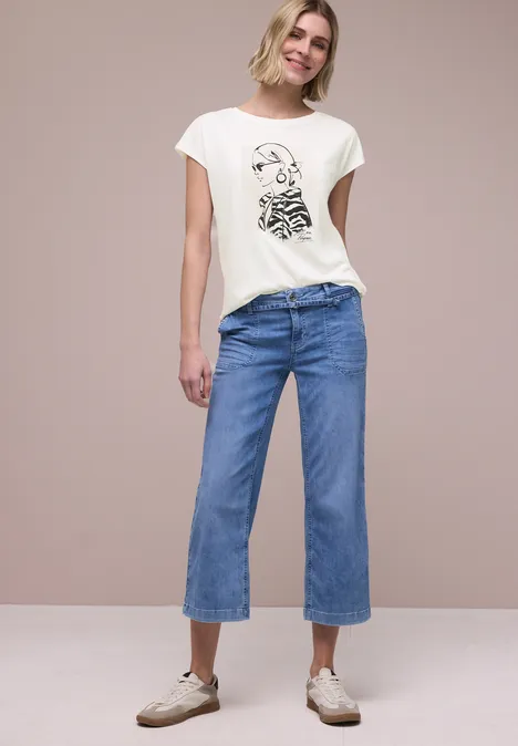 Dropped Shoulder Shirt mit Print off white