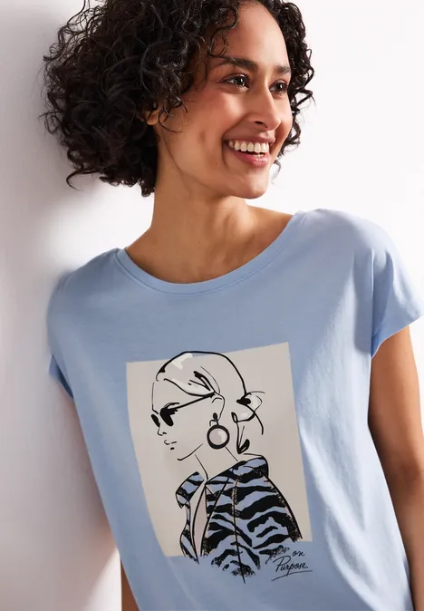 Chemise Dropped Shoulder avec imprimé calm blue