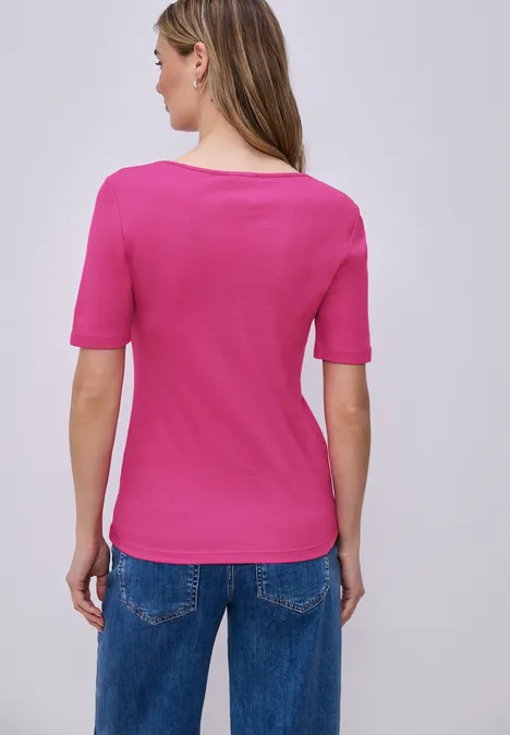 T-shirt à manches courtes avec encolure en cœur magenta dream
