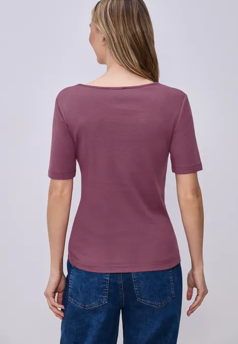 T-shirt à manches courtes avec encolure en cœur dark clouded blush