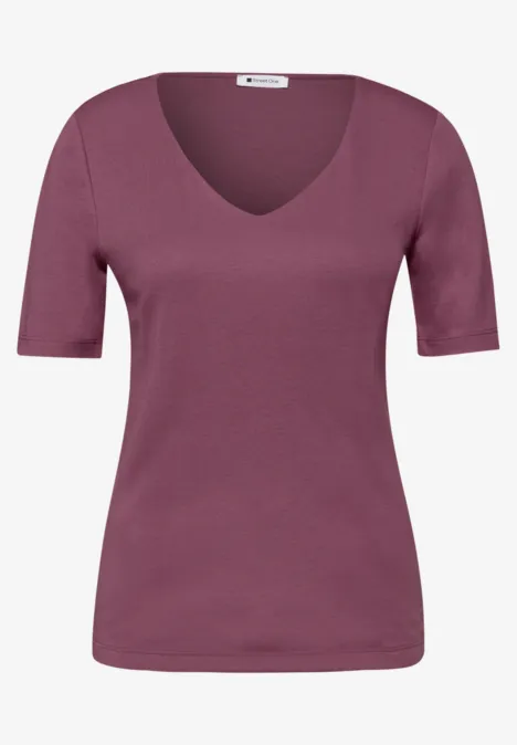 T-shirt à manches courtes avec encolure en cœur dark clouded blush