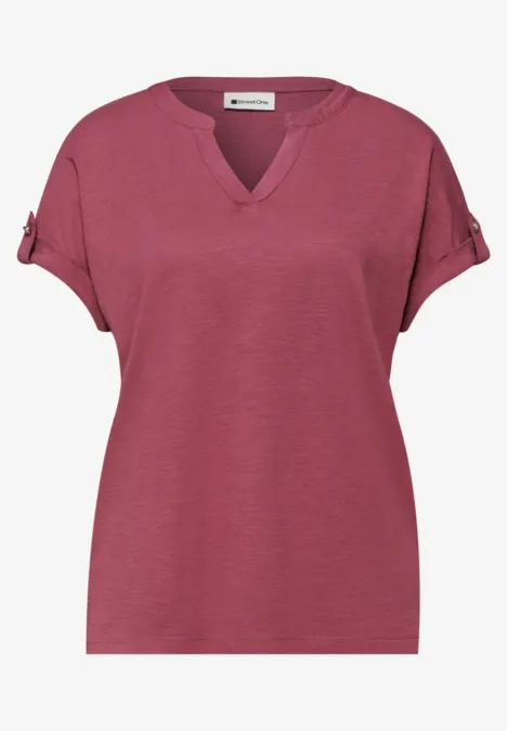 T-Shirt mit Split Neck und Knopfdetails dark clouded blush T-Shirt mit Split Neck und Knopfdetails dark clouded blush