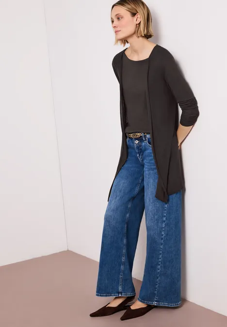 Jas met lange mouwen en een open pasvorm espresso brown