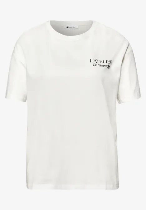 T-Shirt mit Rundhals und Backprint off white