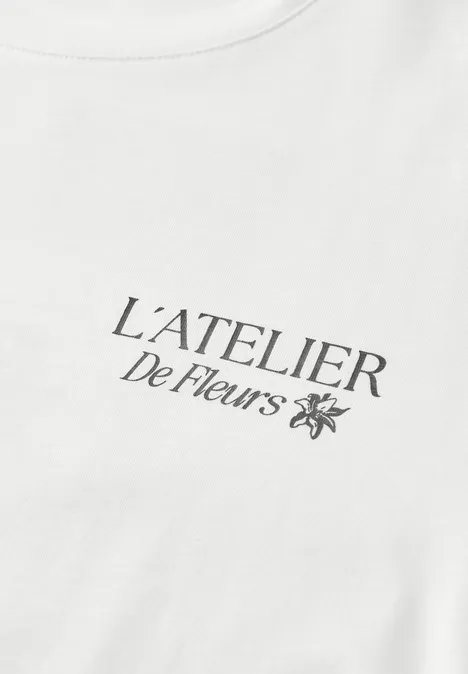 T-Shirt mit Rundhals und Backprint off white