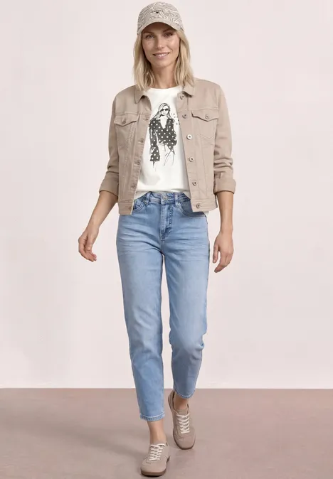 T-Shirt mit Rundhals und Print off white