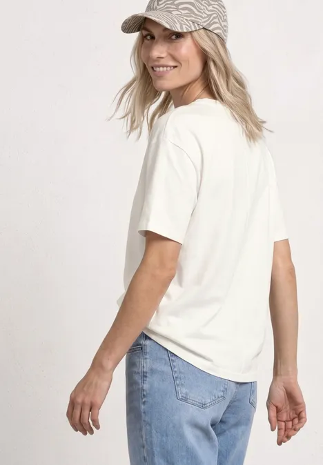 T-Shirt mit Rundhals und Print off white