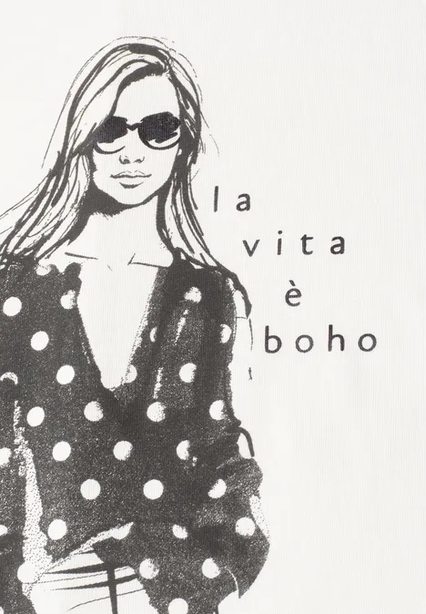 T-Shirt mit Rundhals und Print off white