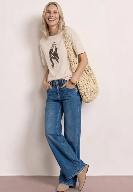 T-Shirt mit Rundhals und Print clay sand