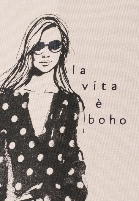 T-Shirt mit Rundhals und Print clay sand