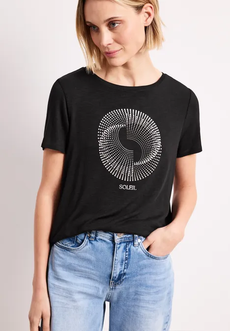 Shirt met korte mouwen, ronde hals en print Black