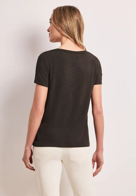 T-shirt à manches courtes avec col rond et imprimé espresso brown