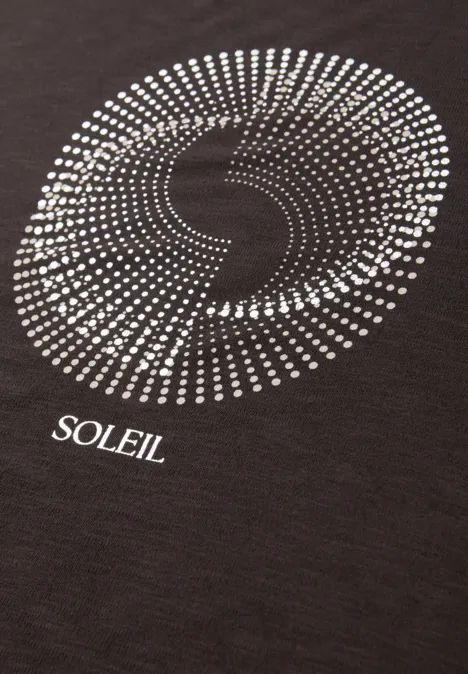 T-shirt à manches courtes avec col rond et imprimé espresso brown