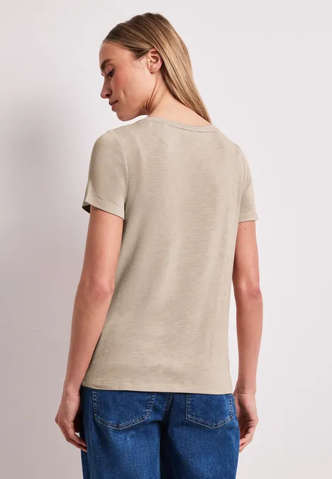 T-shirt à manches courtes avec col rond et imprimé clay sand