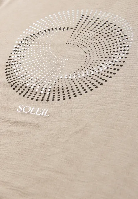 T-shirt à manches courtes avec col rond et imprimé clay sand