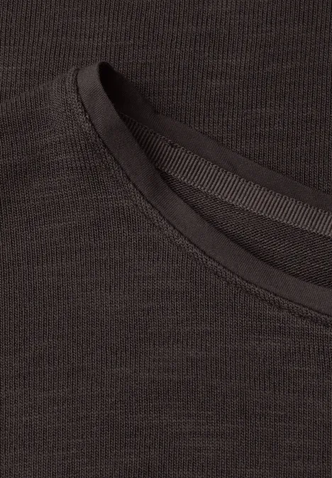 Shirt met korte mouwen en boothals espresso brown