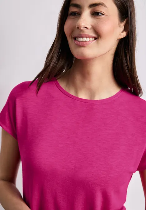 Shirt met korte mouwen en boothals magenta dream