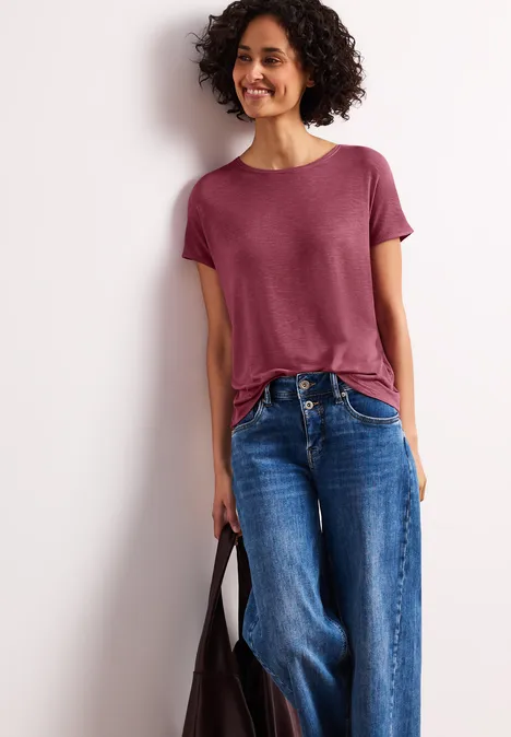 Kurzarm Shirt mit U-Boot-Ausschnitt dark clouded blush