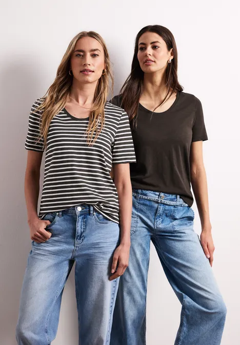 T-shirts avec col en V rond en pack de 2 espresso brown