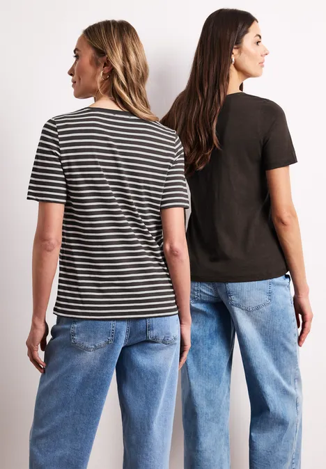 T-shirts avec col en V rond en pack de 2 espresso brown