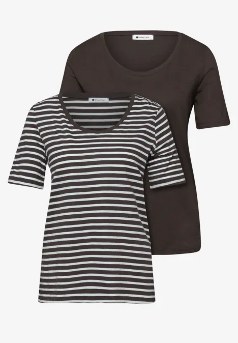 T-shirts avec col en V rond en pack de 2 espresso brown