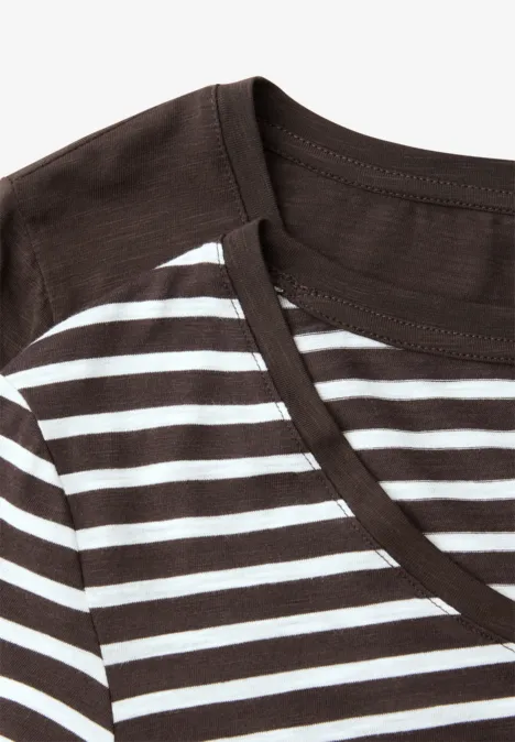 T-shirts avec col en V rond en pack de 2 espresso brown