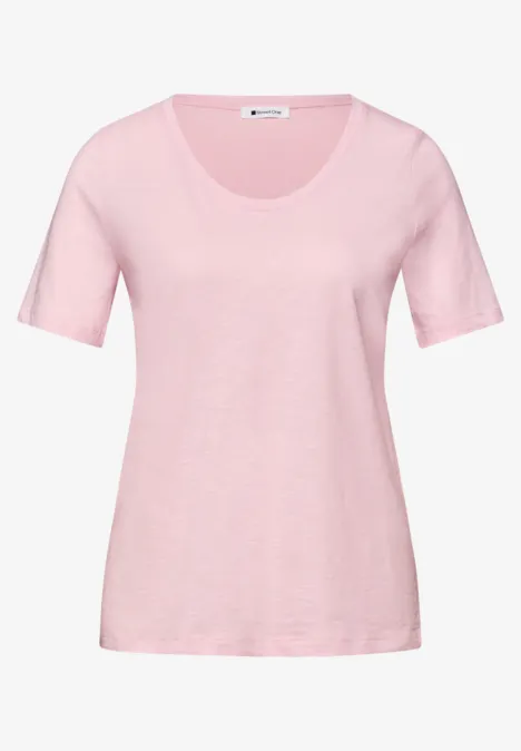 T-Shirts mit rounded V-Neck im 2er-Pack minimal rose