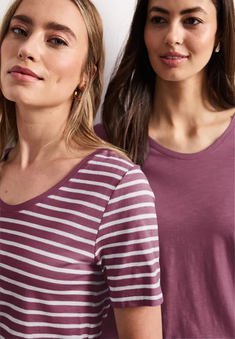 T-shirts avec col en V rond en pack de 2 dark clouded blush