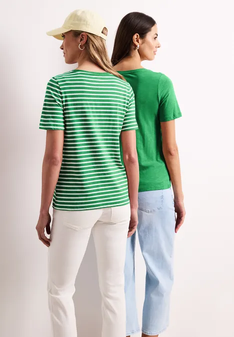 T-shirts avec col en V rond en pack de 2 ever green