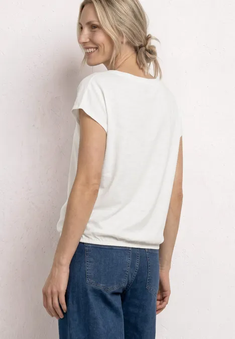 Shirt met ronde hals en rimpels off white