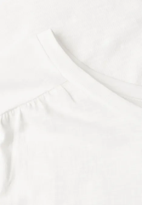 Shirt met ronde hals en rimpels off white