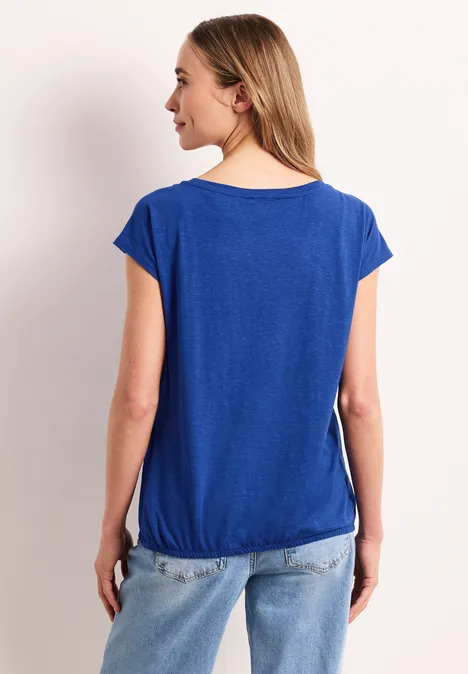 Shirt mit Rundhals und Raffung amparo blue