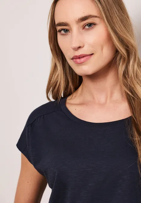 Shirt mit Rundhals und Raffung shadowed navy Shirt mit Rundhals und Raffung shadowed navy