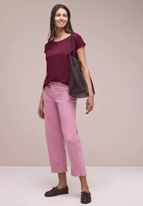 Shirt mit Rundhals und Raffung truffle red Shirt mit Rundhals und Raffung truffle red