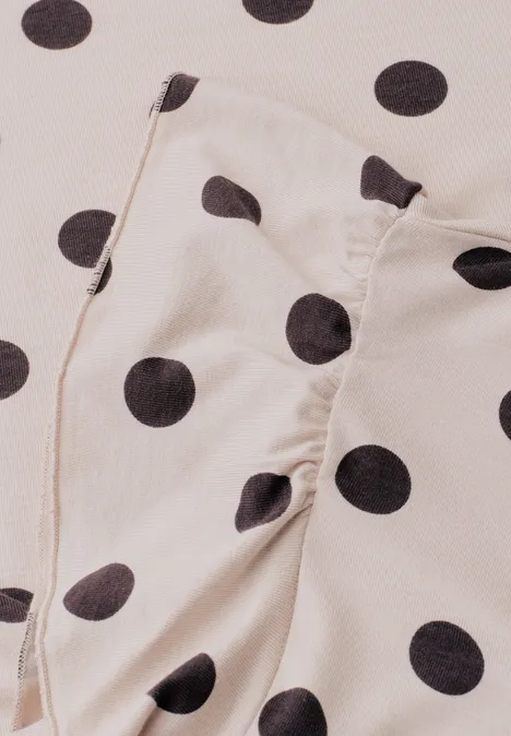 Shirt met V-hals en volantmouwen clay sand