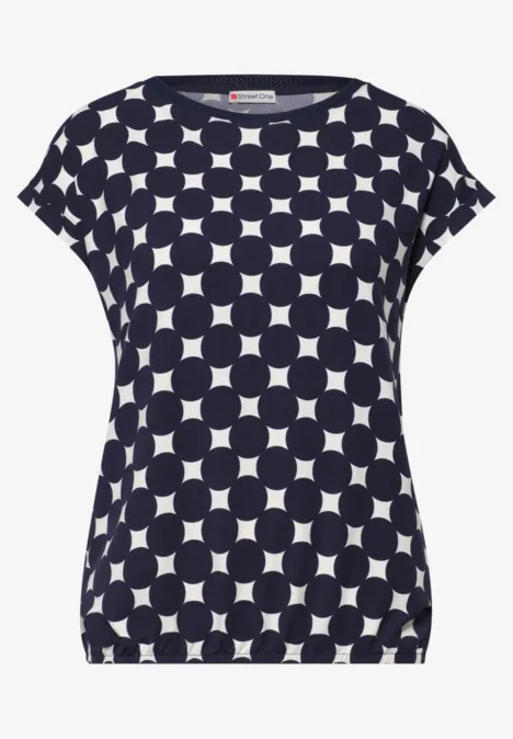 Shirt met boothals en print deep blue