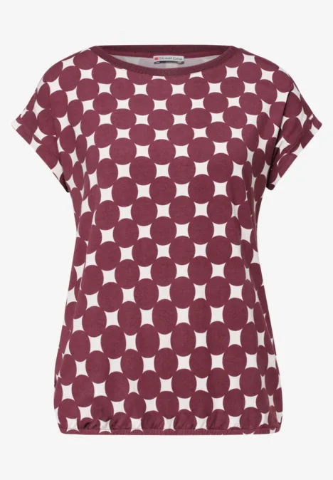 Shirt mit U-Boot-Ausschnitt und Print rustic rouge