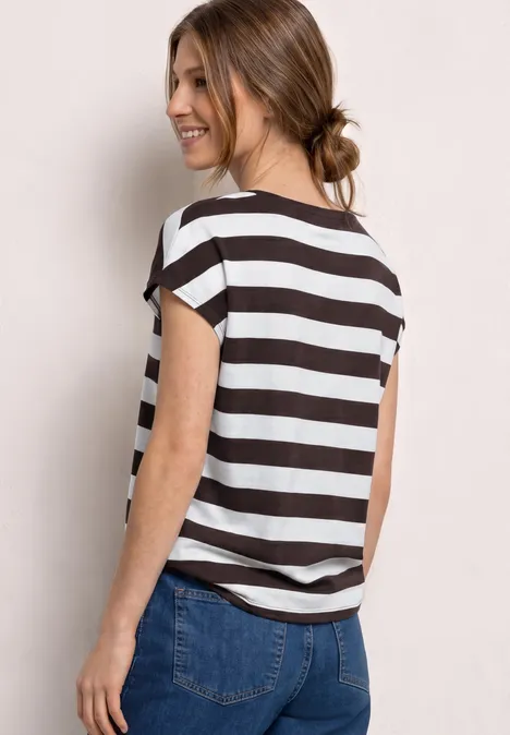 Shirt met korte mouwen, ronde hals en print espresso brown