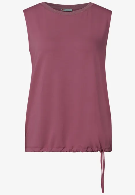 Top im U-Boot-Ausschnitt dark clouded blush Ärmelloses Top in Rosé mit Rundhalsausschnitt und Tunnelzug am Saum
