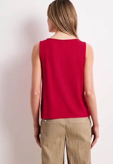 Top mit Rundhals und Schulterdetail salsa red