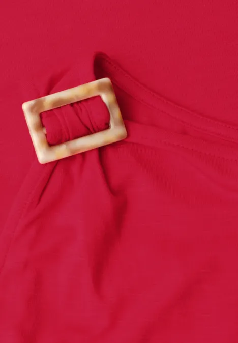 Top mit Rundhals und Schulterdetail salsa red
