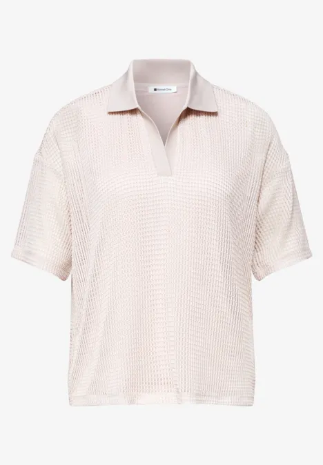 2-in-1 mesh poloshirt met korte mouwen clay sand Beige poloshirt met korte mouwen van gestructureerde stof, losse pasvorm