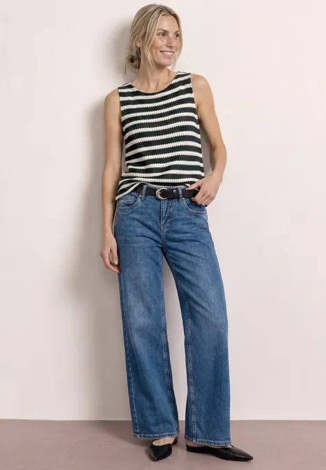 Top à rayures au look tricot deep bound green