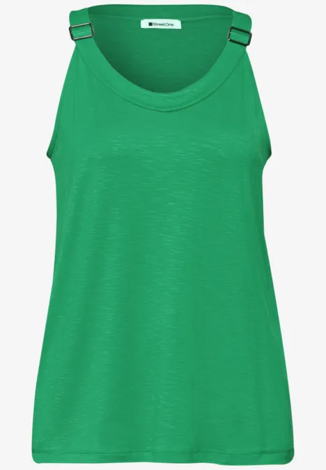 Groen mouwloos topje met ronde hals