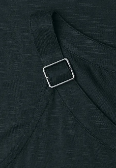 Zwarte stof met verstelbare zilverkleurige metalen gesp